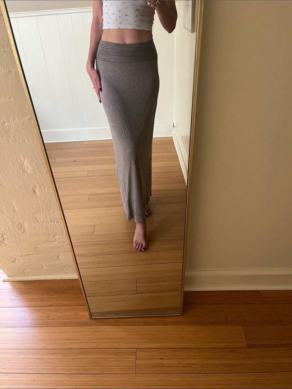 Max Studio Taupe Stretch Maxi Skirt